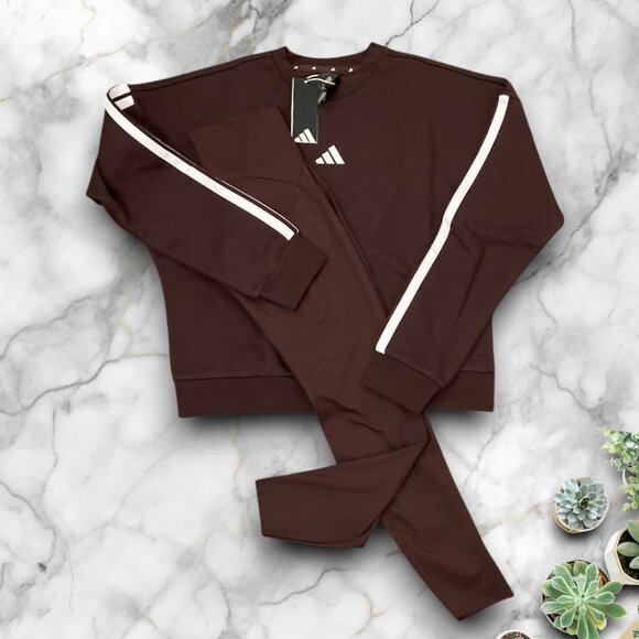 NWT adidas 2 pc outfit in CHOCOLATE brown womens size L large new with tags - Picture 3 of 6